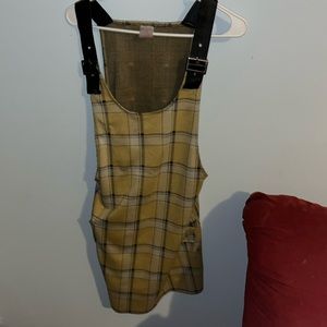 Plaid yellow overall dress